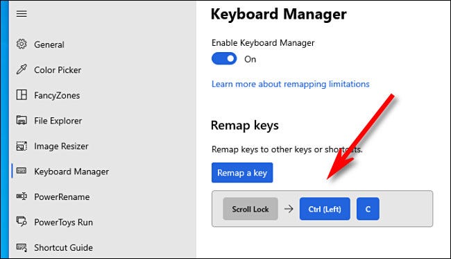 مشاهده تغییرات ایجاد شده در Keyboard Manager