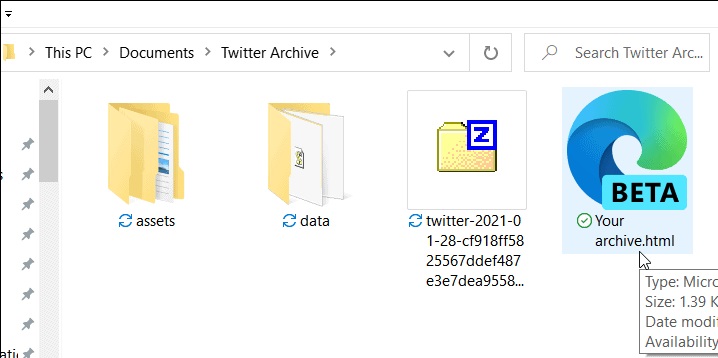 درخواست Archive کردن اطلاعات حساب کاربری توییتر