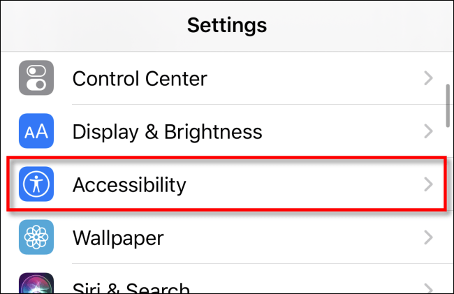 گزینه Accessibility را انتخاب کنید