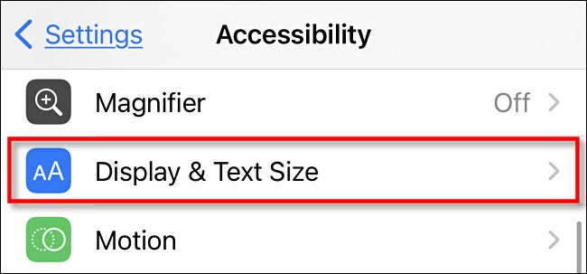 گزینه Display & Text Size را کلیک کنید