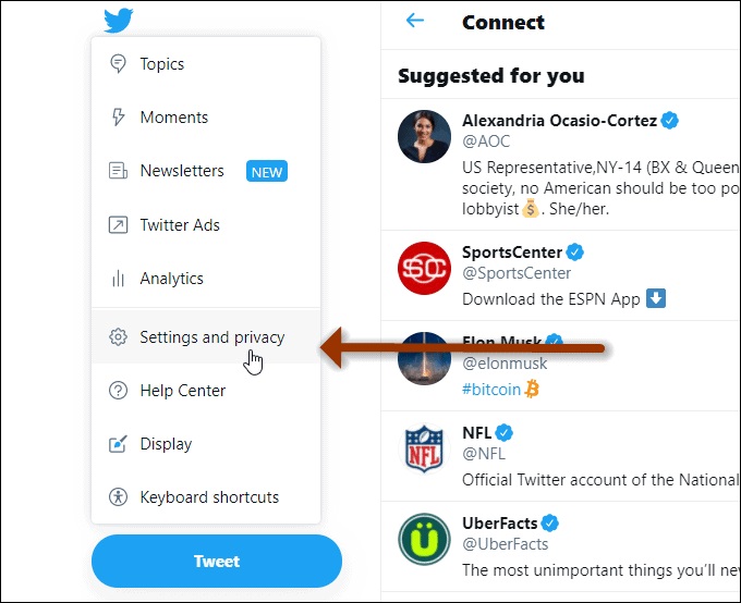 وارد بخش Setting and Privacy شوید