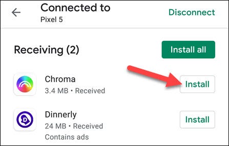 دریافت کننده باید بر روی گزینه install کلیک کند