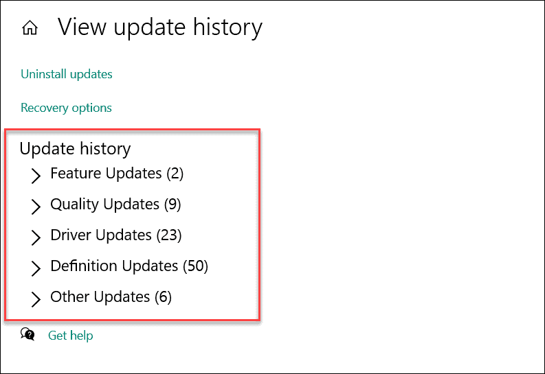 مشاهده صفحه Update History