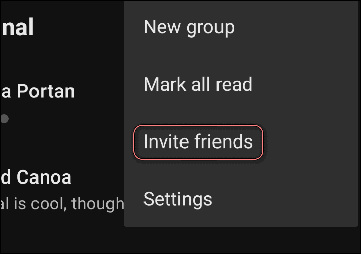 دعوت از مخاطبان واتساپ از قسمت Invite friends