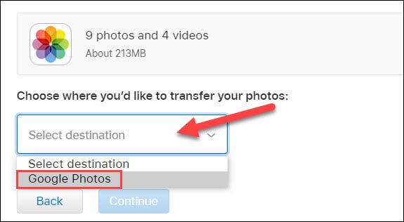 از بین گزینه Google Photos را انتخاب کنید