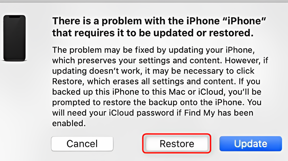 بر روی Restore کلیک کنید