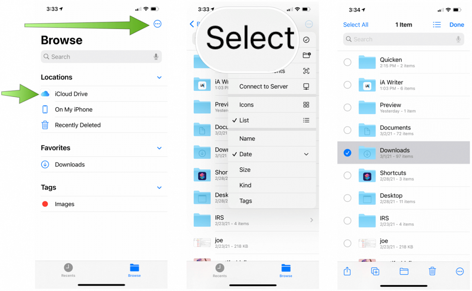به Files app در گوشی خود بروید