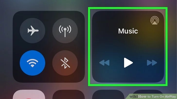 بر روی مربع Audio در مرکز کنترل بزنید