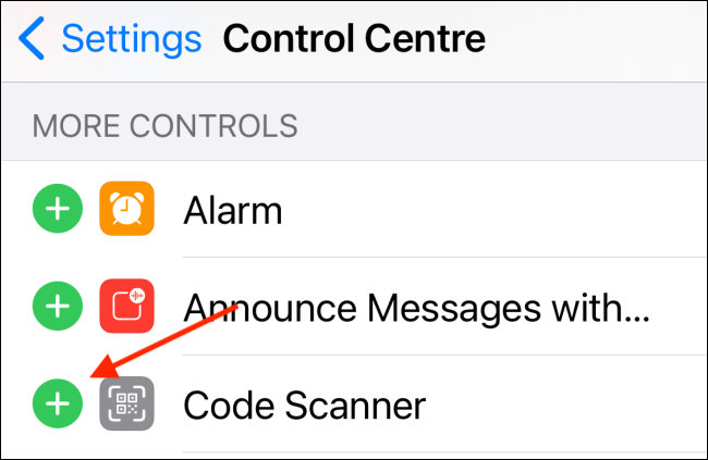 گزینه میانبر Code Scanner را بزنید