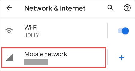 بر روی گزینه Mobile Network بزنید