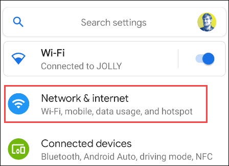 بر روی گزینه Network & Internet بزنید