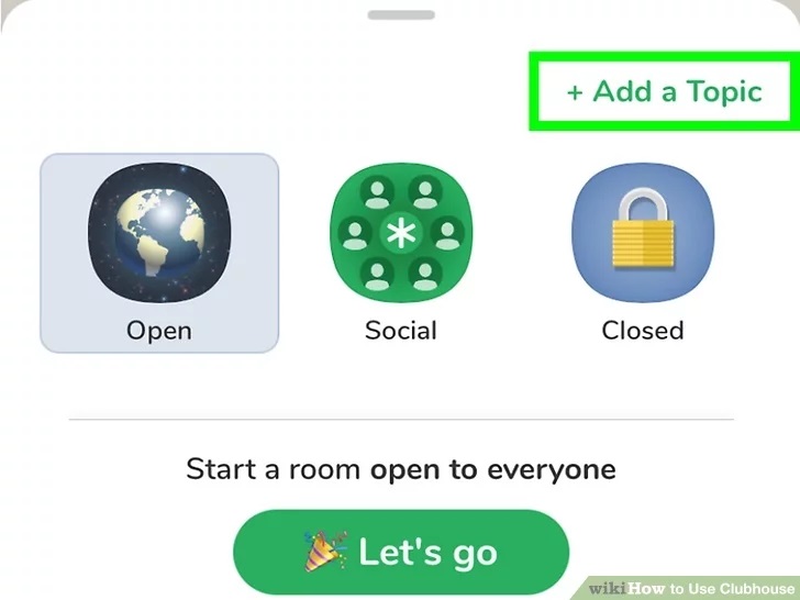 بر روی Add a Topic بزنید تا نام اتاق را مشخص کنید