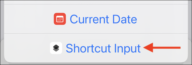 گزینه Shortcut Input را انتخاب کنید