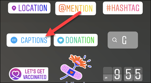 بر روی استیکر کپشن در بین استیکرهای موجود بزنید