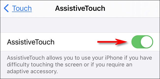 دکمه گزینه AssistiveTouch را فعال کنید