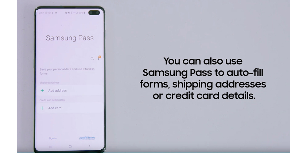 تکمیل خودکار فرم ها و جزئیات پرداخت با Samsung Pass