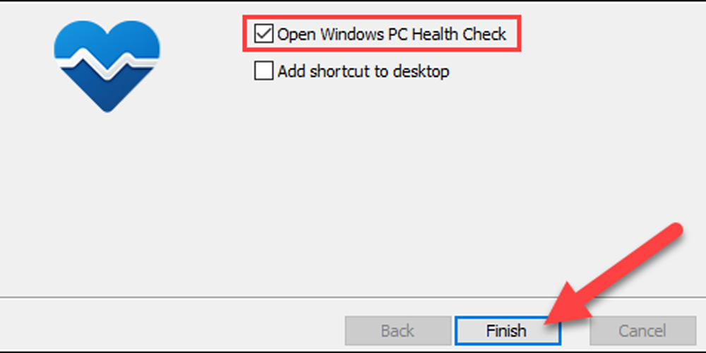 کادر در کنار "Open Windows Health Health Check" را علامت بزنید