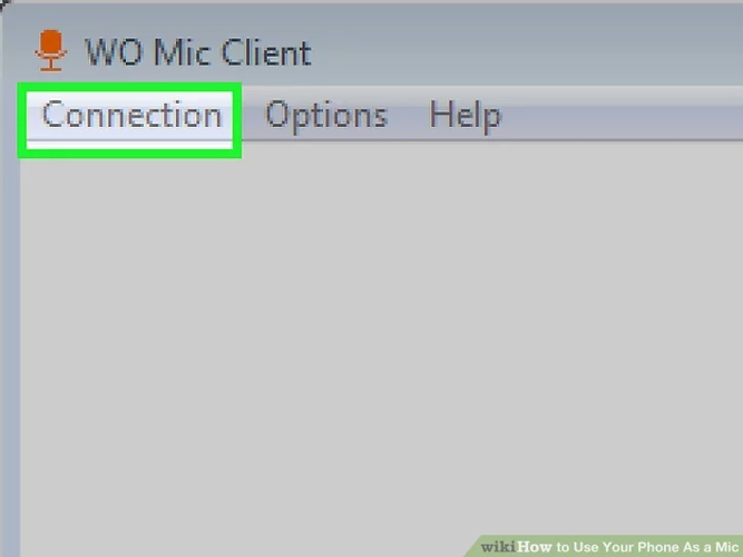 در کلاینت کامپیوتر برنامه WO Mic روی زبانه Connection کلیک کنید