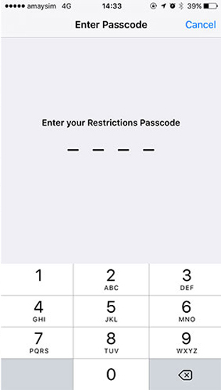 قابلیت Restrictions را فعال کنید