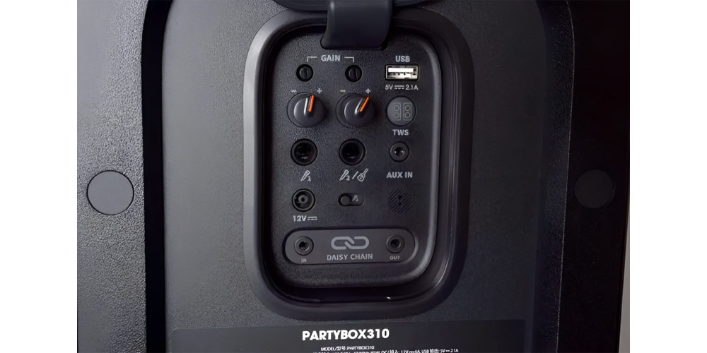 اسپیکرPartybox 310 با ورودی‌های میکروفون دوگانه و گیتار