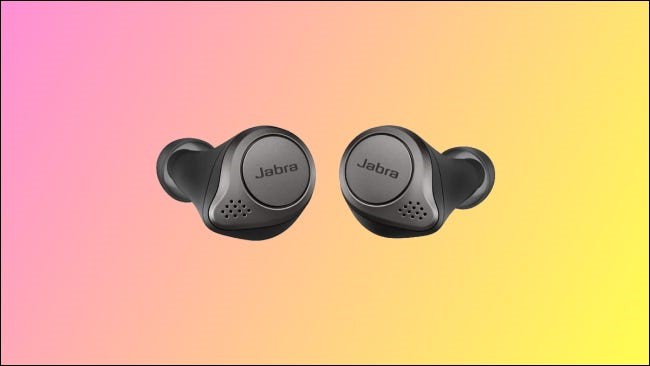 Jabra Elite در زمینه صورتی و زرد
