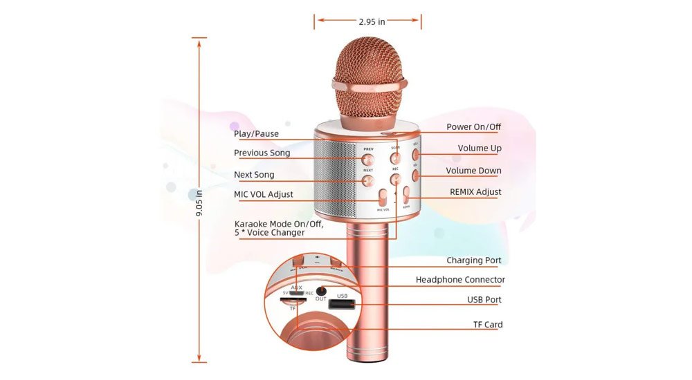 مشخصات ظاهری میکروفن اسپیکر مدل ws-858