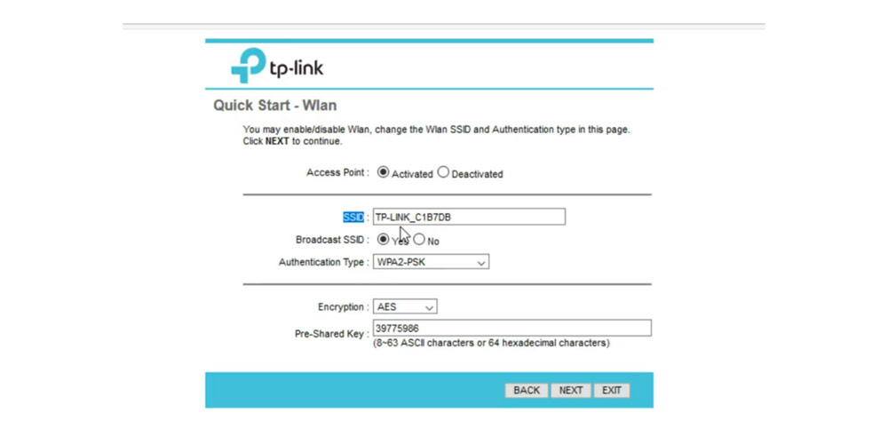 در قسمت Broadcast SSID اسم وای فای شما قابل مشاهده می باشد