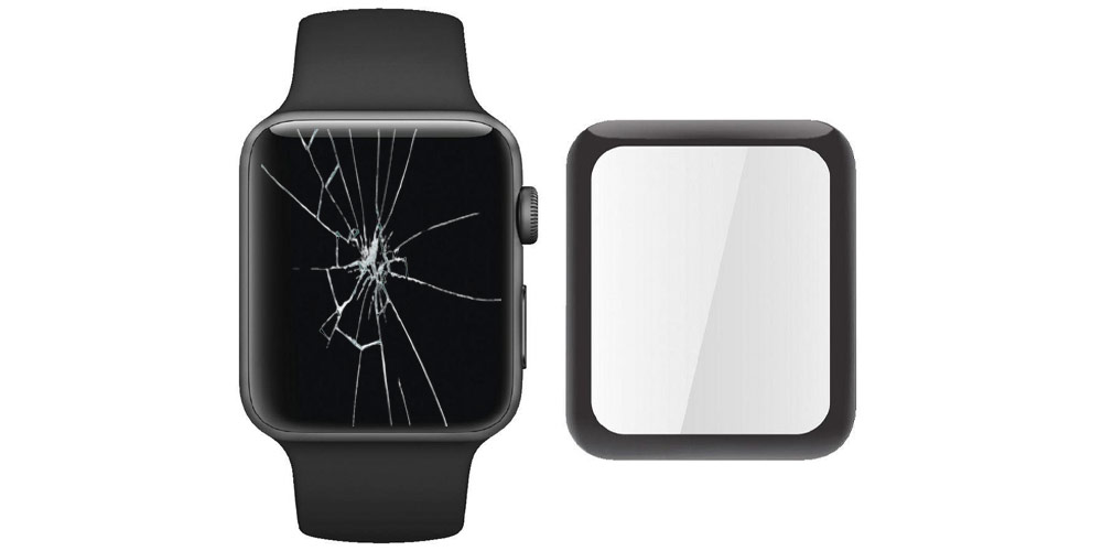 گلس اپل واچ اس ای مدل 40 میلیمتر در کنار این ساعت هوشمند و در پس زمینه سفید رنگ قرار دارد