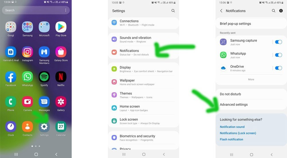 مراحل رفتن به تنظیمات نوتیفیکشن ها در اندروید
