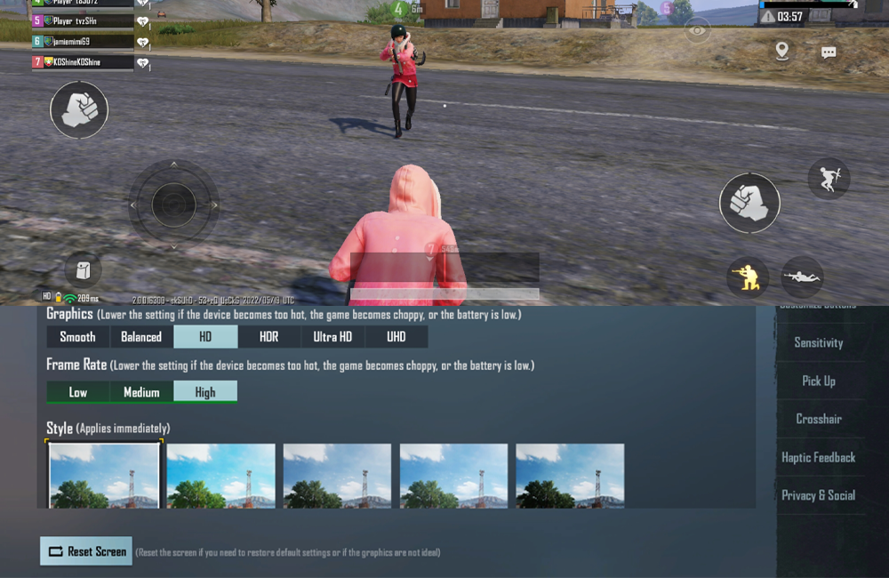 تنظیمات گرافیکی و گیم پلی PUBG Mobile
