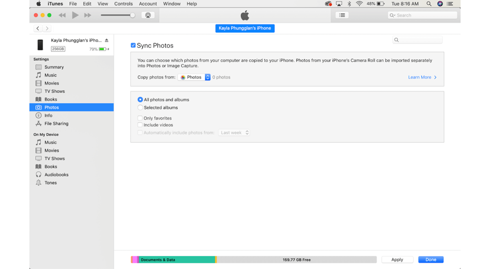 نحوه انتقال عکس ها از مک به آیفون با استفاده از iTunes