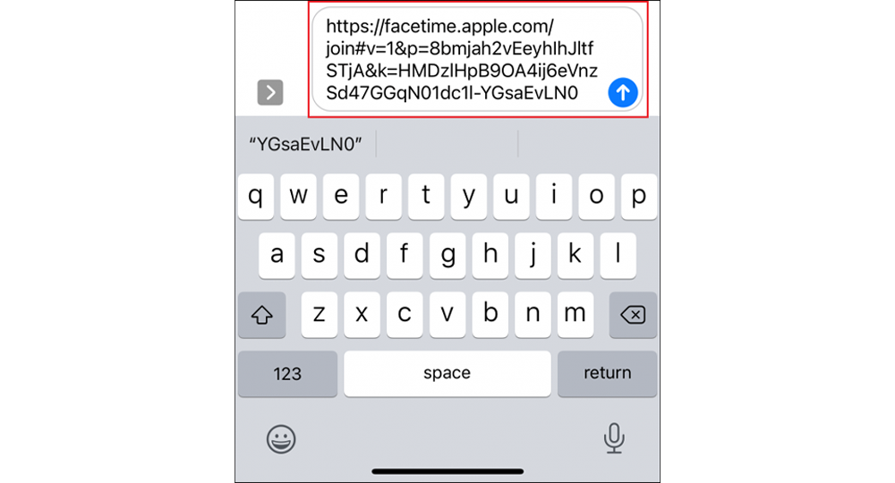 لینک FaceTime را در هر برنامه پیام‌رسانی مانند iMessage جای‌گذاری کنید