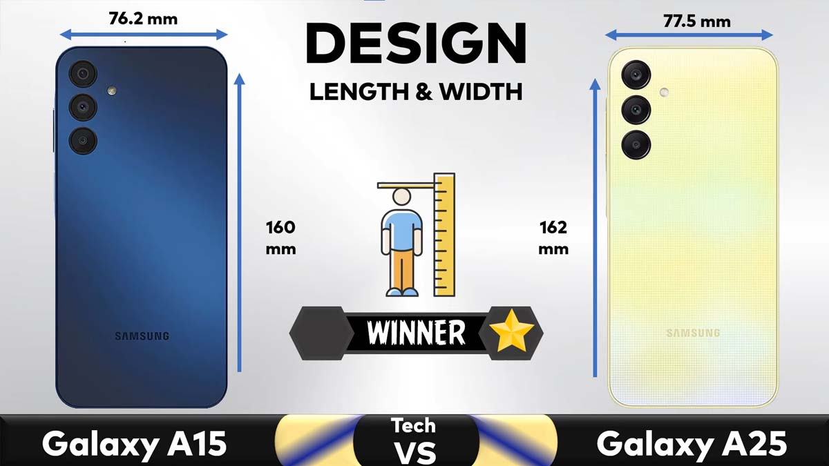 مقایسه A15 و A25 سامسونگ از نظر طراحی