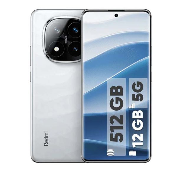 عکس نمای پشت و جلوی گوشی شیائومی ردمی نوت 14 پرو پلاس 5G با نمایشگر AMOLED سفید رنگ